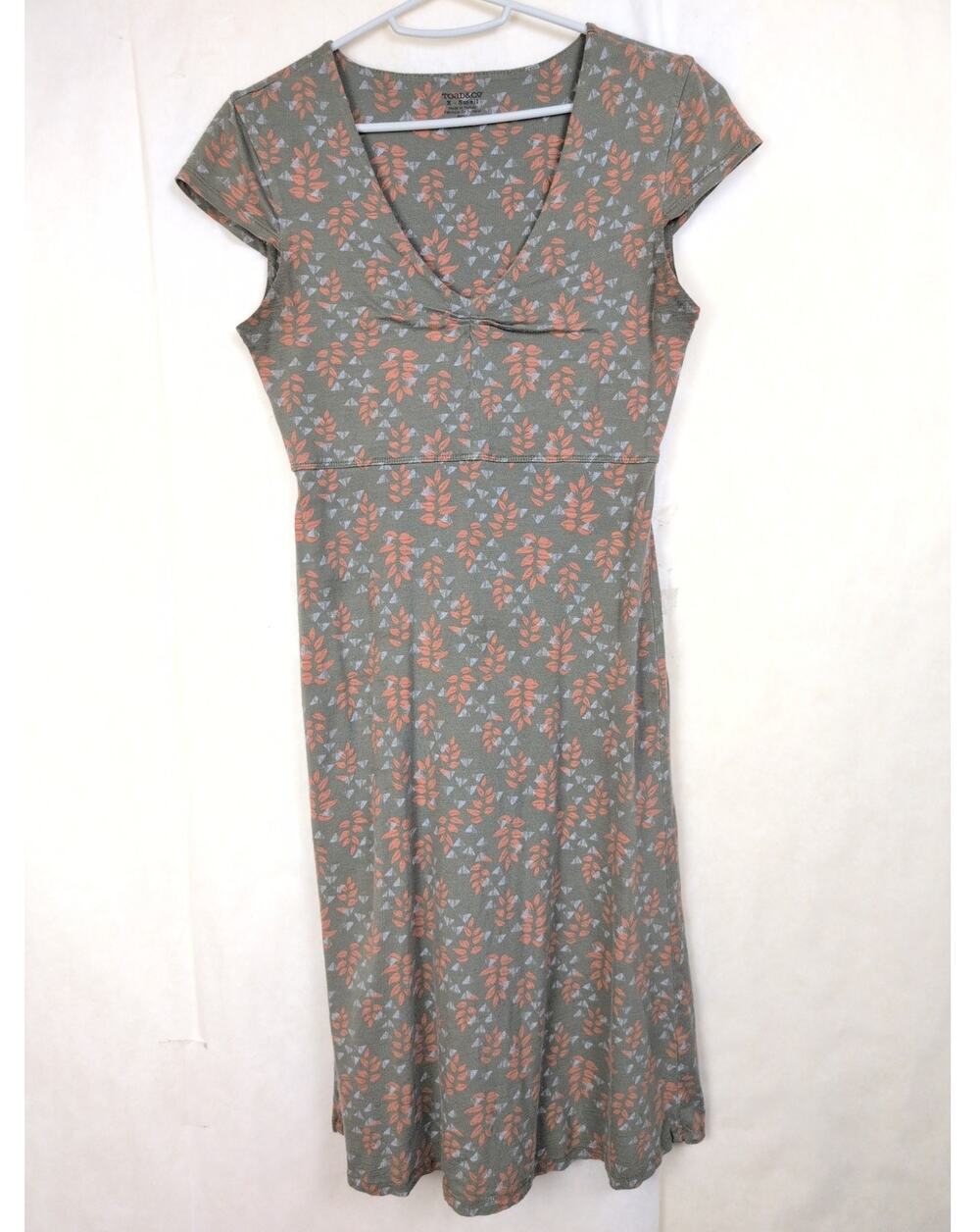 Toad and Co Rosemarie green floral midi dress Size XS Organic Cottage Dainty